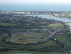 A flyover over the Adur river estuary near Brighton, southern England, from Wikimedia