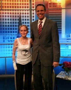Picture of Samantha Hall with a presenter from Fox 23 TV